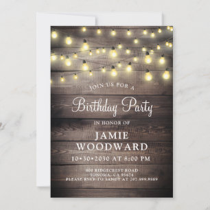 Invitación Fiesta de cumpleaños de Rustic Barn Wood