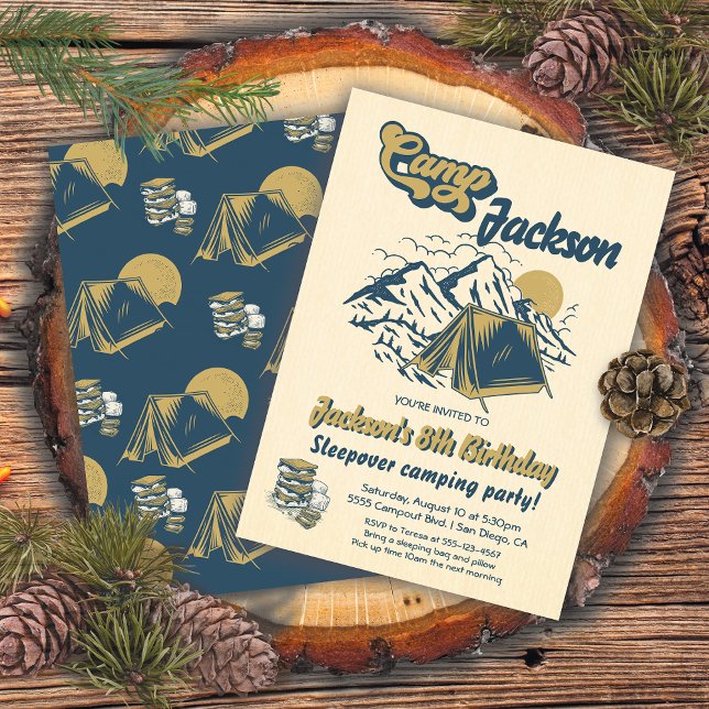 Invitación Fiesta de cumpleaños de Rustic Camping Sleepover (Subido por el creador)