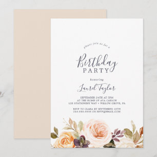 Invitación Fiesta de cumpleaños de Rustic Earth Florals
