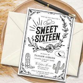 Invitación Fiesta de cumpleaños de Rustic Wild West Sweet 16