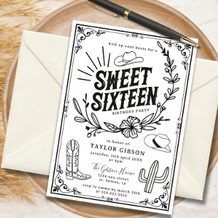 Invitación Fiesta de cumpleaños de Rustic Wild West Sweet 16