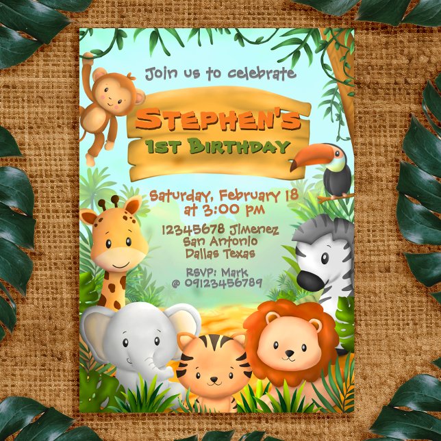 Invitación Fiesta de cumpleaños de Safari (Safari Birthday Invitation )