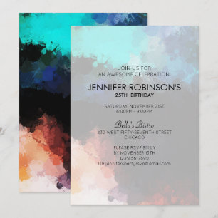 Invitación Fiesta de Cumpleaños de Salpicaduras de Pintura Ab
