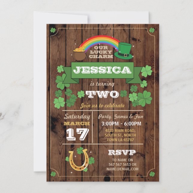 Invitación Fiesta de cumpleaños de San Patricio invita a la s (Anverso)
