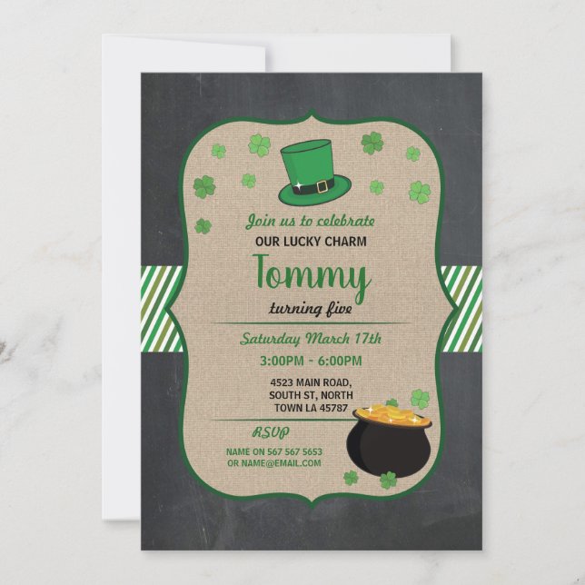 Invitación Fiesta de cumpleaños de San Patricio invita a Sham (Anverso)