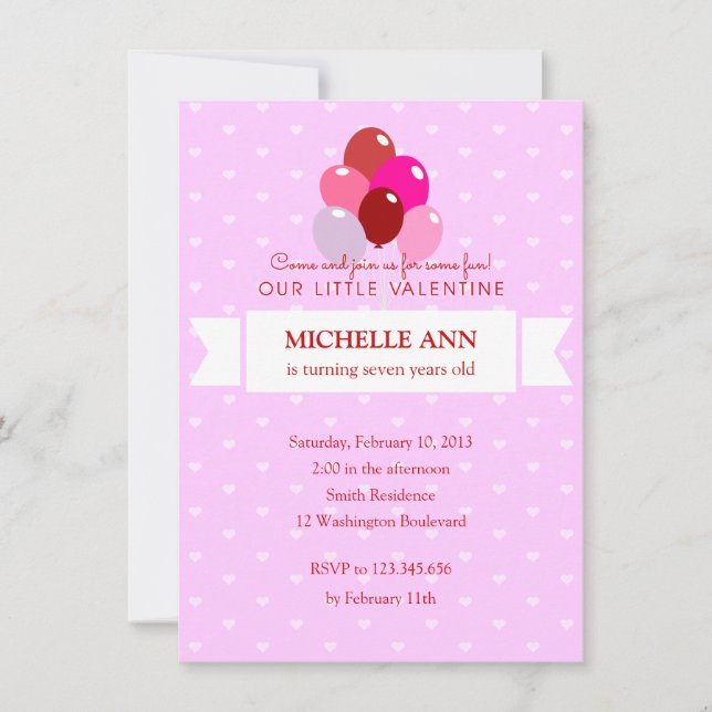 Invitación Fiesta de cumpleaños de San Valentín (Anverso)