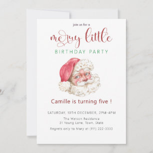 Invitación Fiesta de cumpleaños de Santa Vintage Navidad