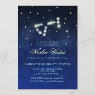 Invitación Fiesta de cumpleaños de Scorpio Constellation