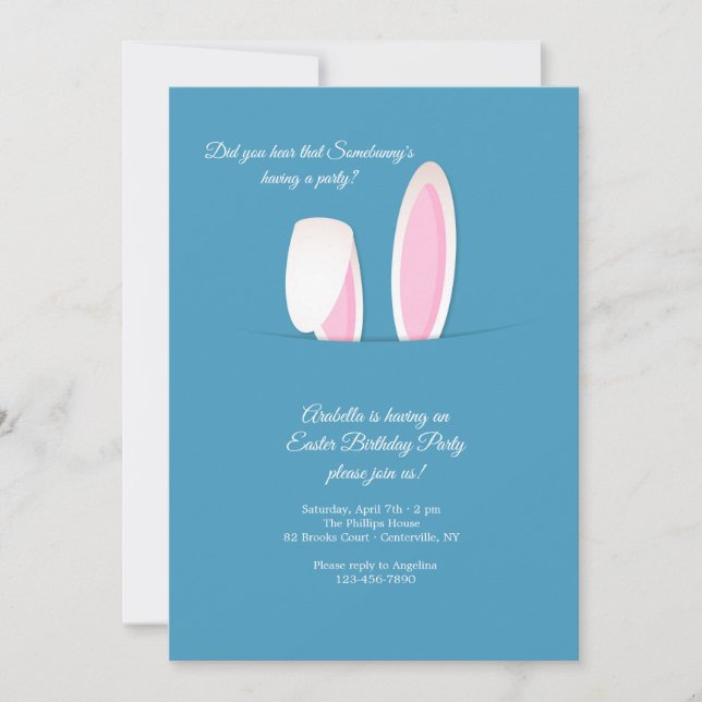 Invitación Fiesta de cumpleaños de Semana Santa para Conejito (Anverso)