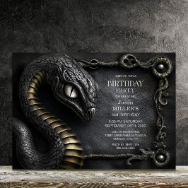 Invitación Fiesta de Cumpleaños de Serpiente Mítica de Plata