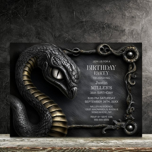 Invitación Fiesta de Cumpleaños de Serpiente Mítica de Plata  (Subido por el creador)