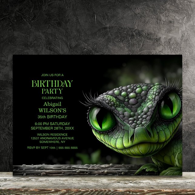 Invitación Fiesta de Cumpleaños de Serpiente Verde (Subido por el creador)