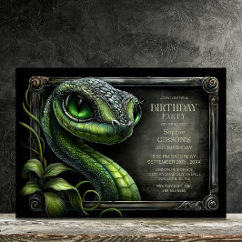 Invitación Fiesta de Cumpleaños de Serpiente Verde Tropical