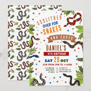 Invitación Fiesta de cumpleaños de serpientes Reptiles Jungle