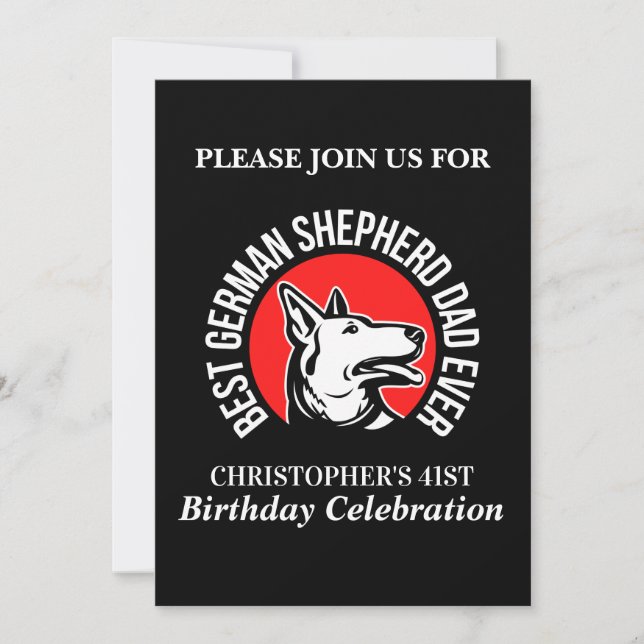 Invitación Fiesta de cumpleaños de Shepherd Dad en Alemania (Anverso)