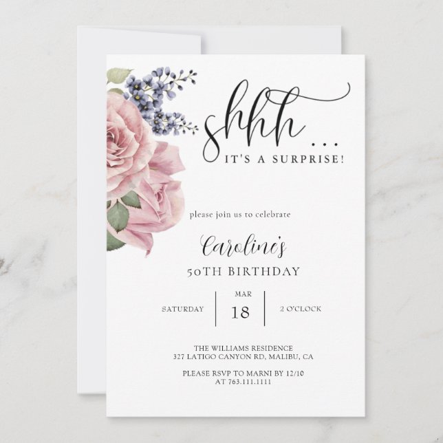Invitación Fiesta de cumpleaños de simple sorpresa (Anverso)
