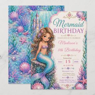 Invitación Fiesta de cumpleaños de sirena