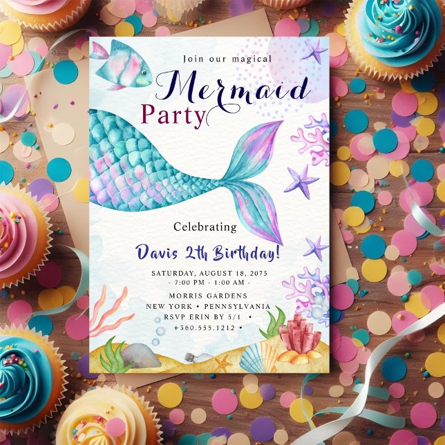 Invitación Fiesta de Cumpleaños de Sirena (Subido por el creador)