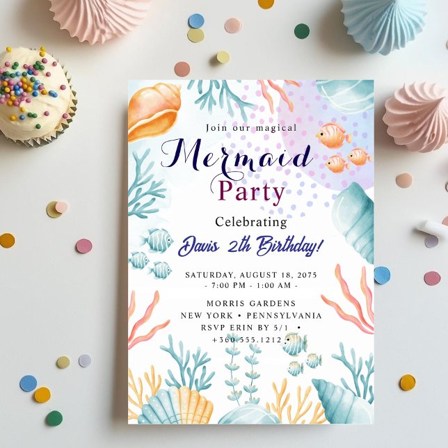 Invitación Fiesta de Cumpleaños de Sirena (Subido por el creador)