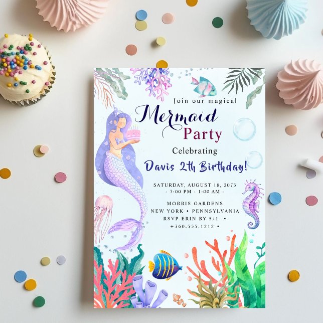 Invitación Fiesta de Cumpleaños de Sirena (Subido por el creador)