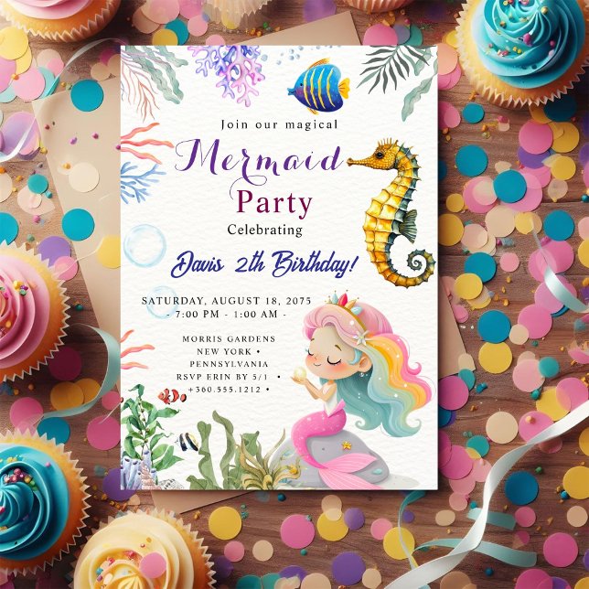 Invitación Fiesta de Cumpleaños de Sirena (Subido por el creador)