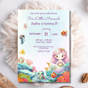 Invitación Fiesta de cumpleaños de Sirena Bajo el Agua del Ma