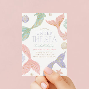 Invitación Fiesta de cumpleaños de sirena bajo el mar