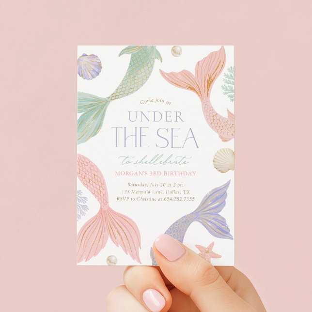 Invitación Fiesta de cumpleaños de sirena bajo el mar (Subido por el creador)