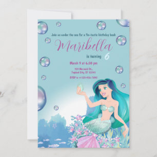 Invitación Fiesta de Cumpleaños de Sirena Bajo el Mar