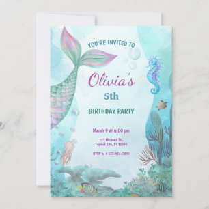 Invitación Fiesta de Cumpleaños de Sirena Bajo el Mar