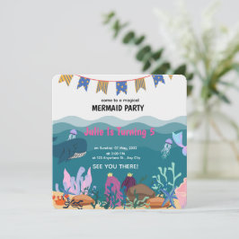 Invitación Fiesta de Cumpleaños de Sirena Bajo El Mar Cumplea
