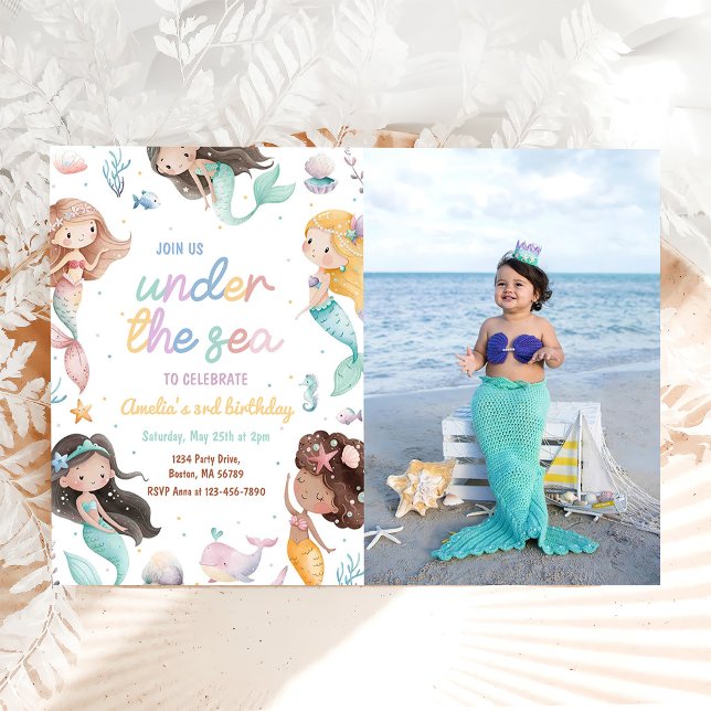 Invitación Fiesta de Cumpleaños de Sirena Bajo El Mar Foto de (Subido por el creador)