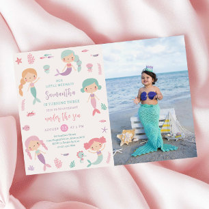 Invitación Fiesta de Cumpleaños de Sirena Bajo El Mar Foto de