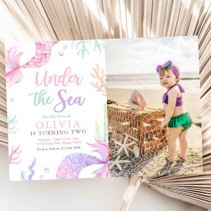 Invitación Fiesta de Cumpleaños de Sirena Bajo El Mar Foto de