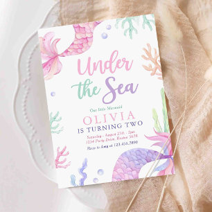 Invitación Fiesta de Cumpleaños de Sirena Bajo El Mar Sirena