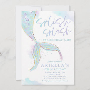 Invitación Fiesta de Cumpleaños de Sirena en la Piscina de Ve