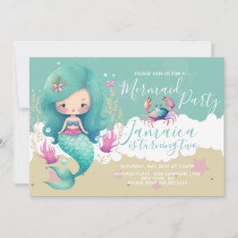 Invitación Fiesta de Cumpleaños de Sirena en la Playa del Oca