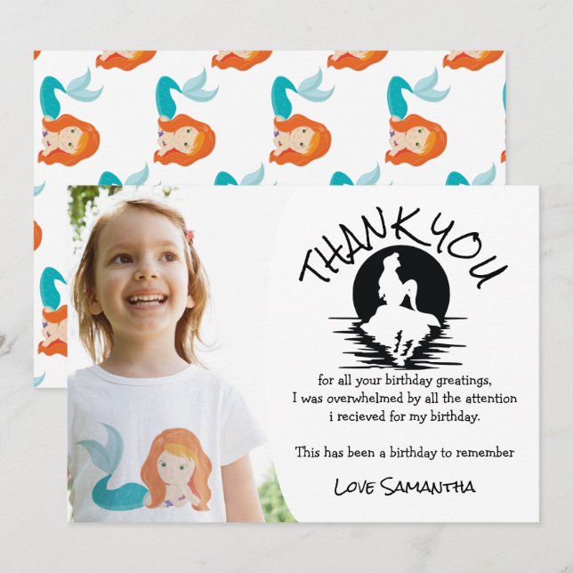 Invitación Fiesta de cumpleaños de Sirena Gracias (Anverso / Reverso)