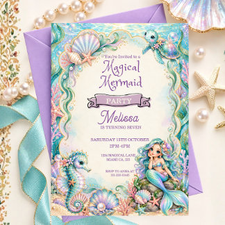 Invitación Fiesta de Cumpleaños de Sirena Mágica Bajo El Mar
