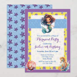 Invitación Fiesta de cumpleaños de sirena mágica colorida