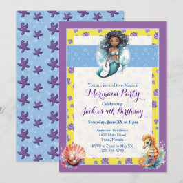 Invitación Fiesta de Cumpleaños de Sirena Mágica Colorida