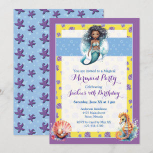 Invitación Fiesta de Cumpleaños de Sirena Mágica Colorida
