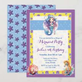 Invitación Fiesta de Cumpleaños de Sirena Mágica Colorida