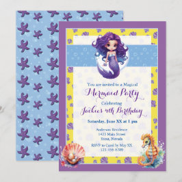 Invitación Fiesta de Cumpleaños de Sirena Mágica de Lavanda P