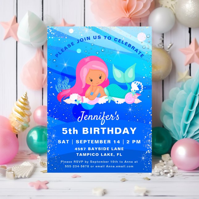 Invitación Fiesta de cumpleaños de Sirena Magnífica Sparkle (Subido por el creador)