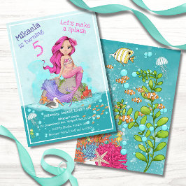 Invitación Fiesta de cumpleaños de sirena rosa