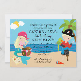Invitación Fiesta de cumpleaños de Sirenas y Piratas