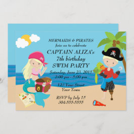 Invitación Fiesta de cumpleaños de Sirenas y Piratas