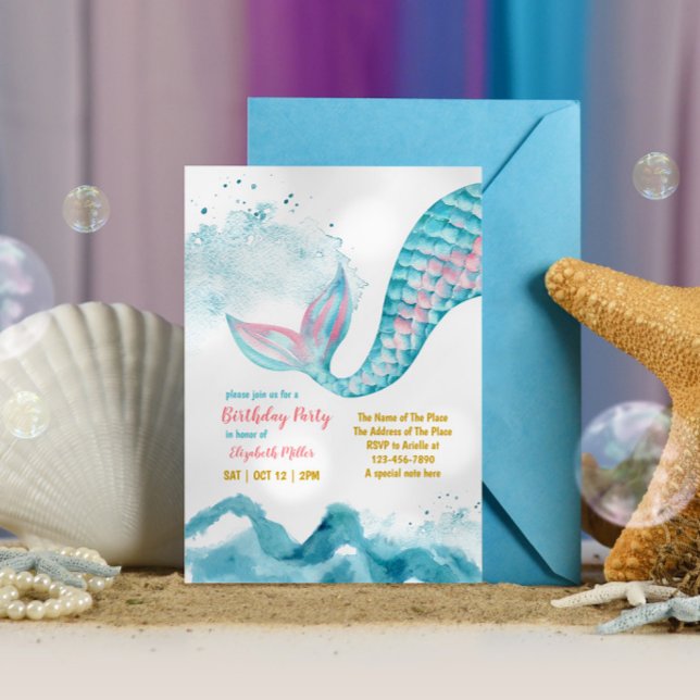 Invitación Fiesta de cumpleaños de Sirmaid Tail Baby Girl (Subido por el creador)