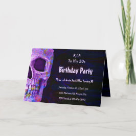 Invitación Fiesta de cumpleaños de Skull gótico Púrpura a sus